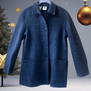 DKNY Classio Black Jacket DOUBLE WOVEN FABRIC Womens Small Wool Blend Vtg 90's